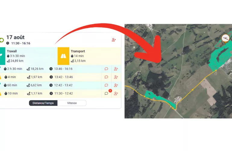 kuhn t1 box - travail vs route - suivi des machines en temps réel ETA