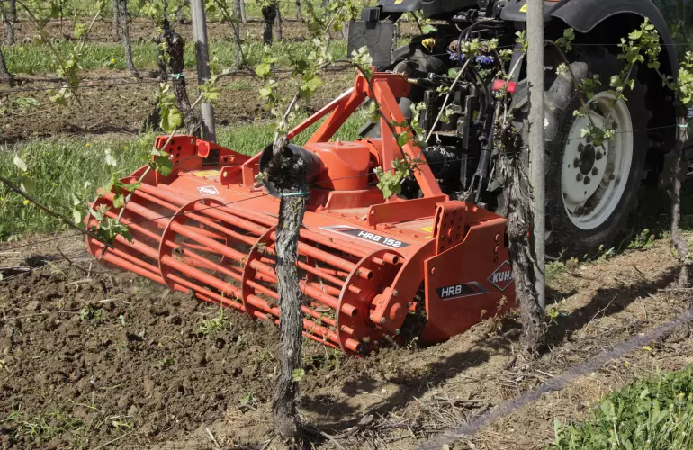 Herse rotative HRB 152 au travail dans les vignes