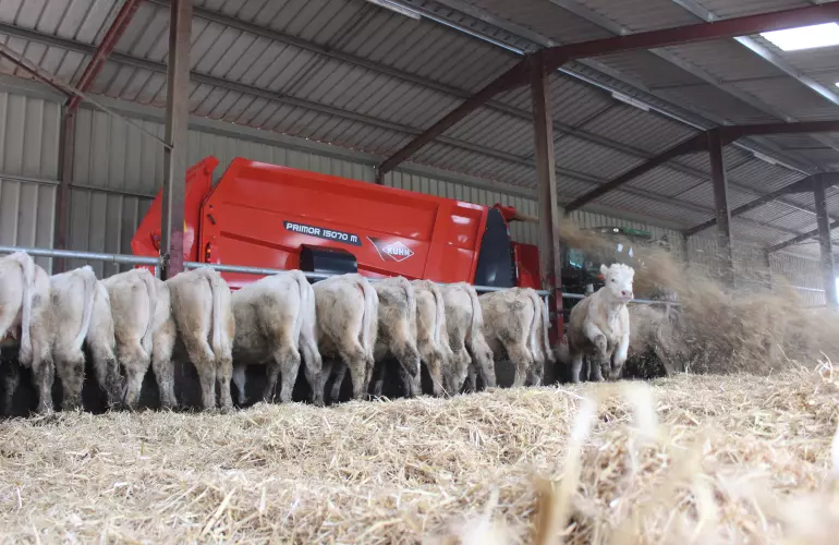 Pailleuse distributrice KUHN PRIMOR 15070 M en mode paillage