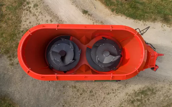vue du dessus de la cuve d'une mélangeuse à 2 vis PROFILE