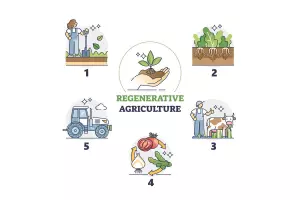 5 principes de l'agriculture régénératrice - schéma de la méthode