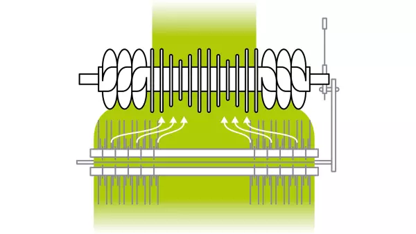 La courte distance entre le rotor et le pick-up maintient un flux de fourrage régulier