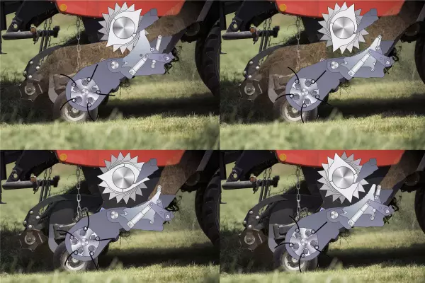 Un aperçu des positions des couteaux et de la trappe de décompression DROPFLOOR pendant le déblocage automatique DEBLOCK