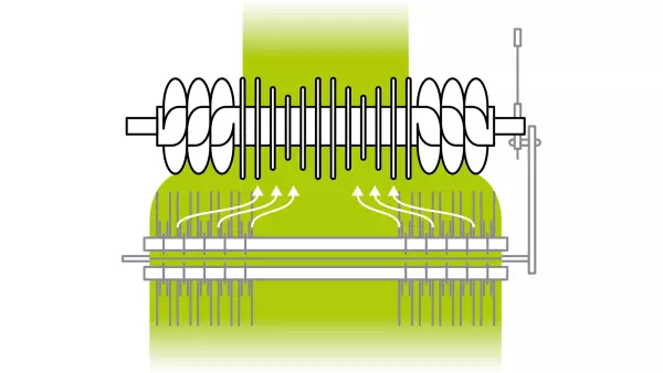 La courte distance entre le rotor et le pick-up maintient un flux de fourrage régulier