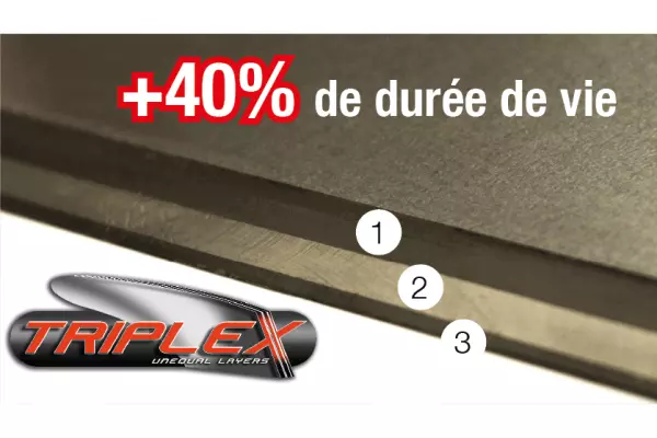 Vue détaillée des triples couches inégales présentes sur le TRIPLEX