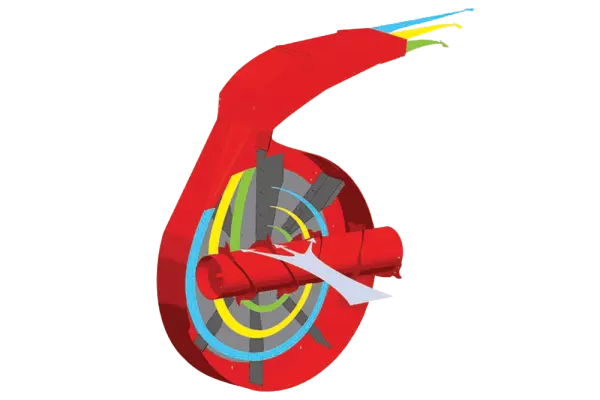 Démêlage efficace de la paille sans la recouper grâce à la chambre de démêlage pneumatique de la pailleuse distributrice KUHN PRIMOR 2060 M