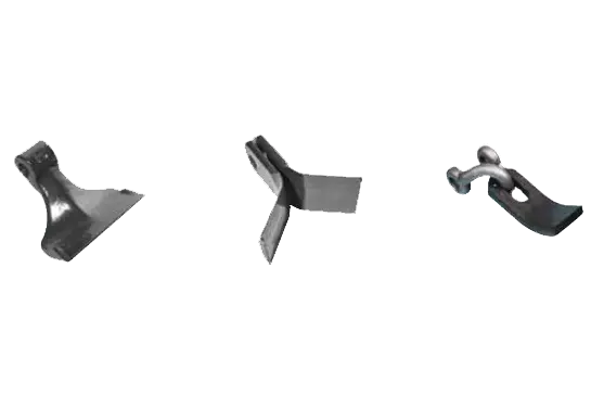 Plusieurs ouitls sont adaptables sur la gamme de broyeurs : marteaux cuillères, couteaux Y, fléaux cuillères