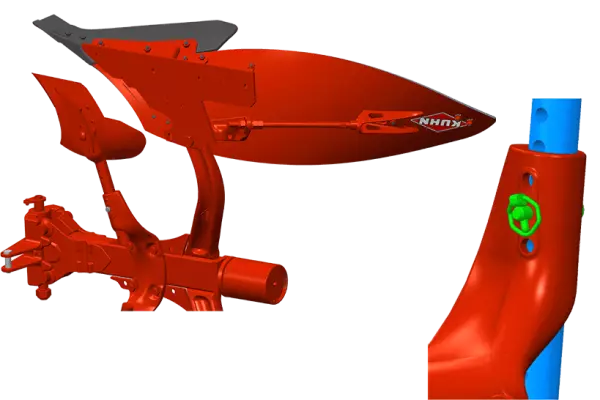 Vue de la rasette de la MASTER L et du réglage 3D-Skim pour une qualité d'enfouissement irréprochable.