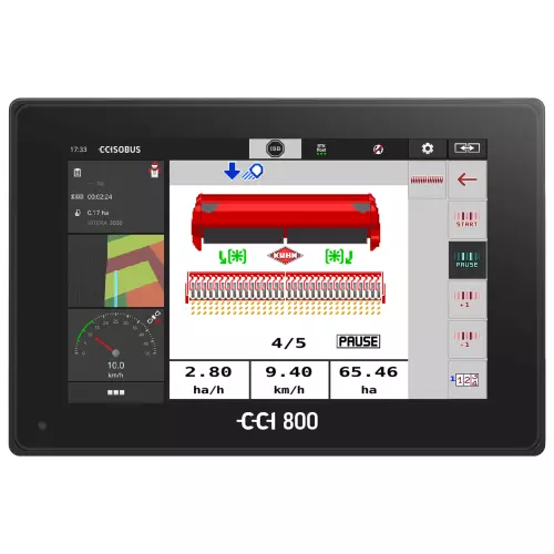 Terminal ISOBUS CCI 800 et écran de travail avec semoir SITERA KUHN