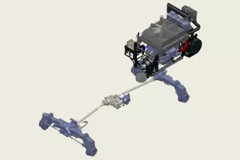 Visuel 3D du moteur VOLVO 7,7 L et de la transmission hydromécanique de l'automoteur ARTEC F40 EVO