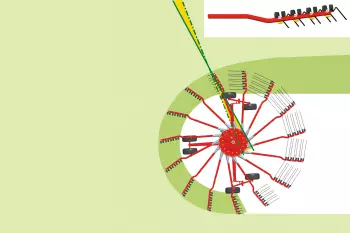 Un andain bien calibré grâce aux fourches contre-coudées