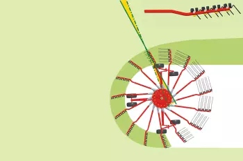 Un andain bien calibré grâce aux fourches contre-coudées