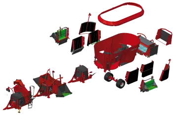 Modèle 3D des différents modes de distribution des mélangeuses traînées PROFILE