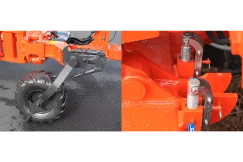 Les réglages d'aplomb, de profondeur de travail et de déport de la charrue VARI-CHALLENGER se font sans outils