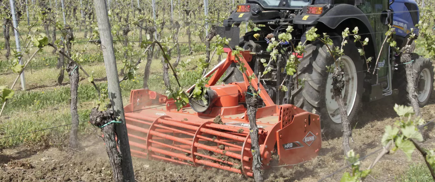 Herse rotative HRB 152 au travail dans les vignes